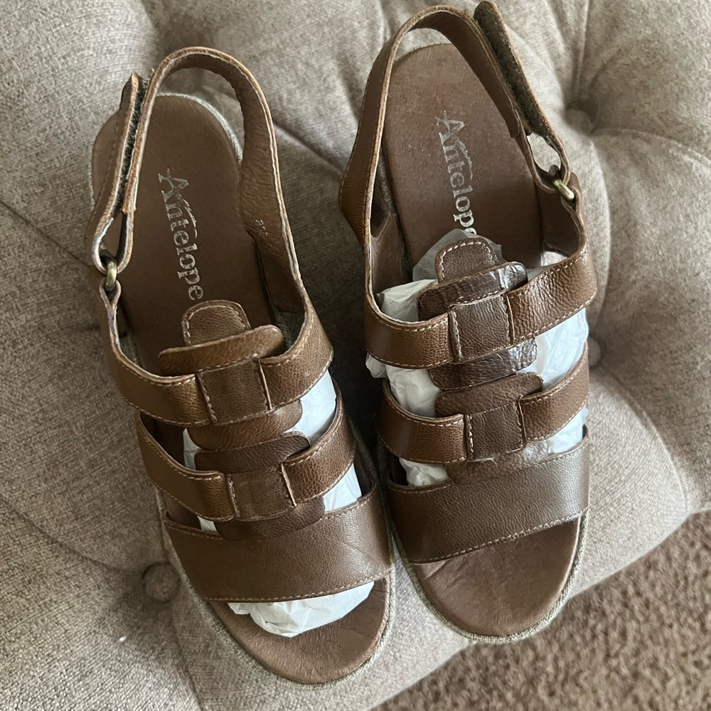 Antelope Brown Wedge Sandals